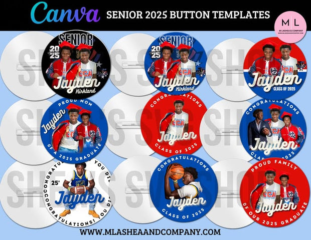 Senior Button Ribbon CANVA 2025 SENIOR GRAD BUTTON TEMPLATES – M LaShea & Company