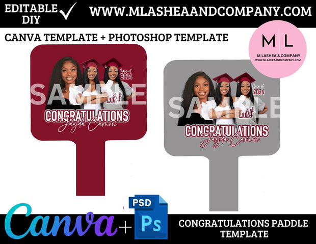 Congratulations Paddle Templates (Canva + Photoshop)