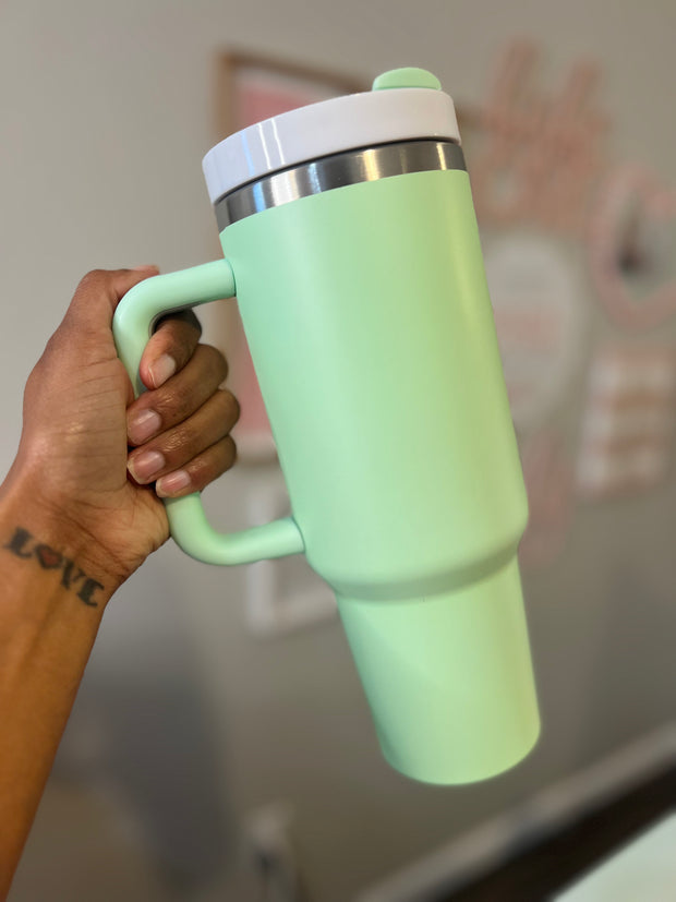 40 oz Tumbler w/Handle - Mint Green