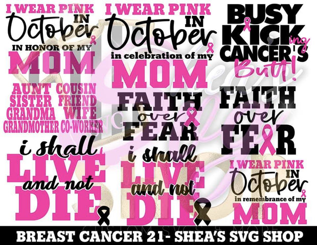 Breast Cancer 21 SVG Bundle plus mocks shown