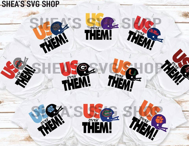 Us Over Them College SVG Bundle plus mocks shown