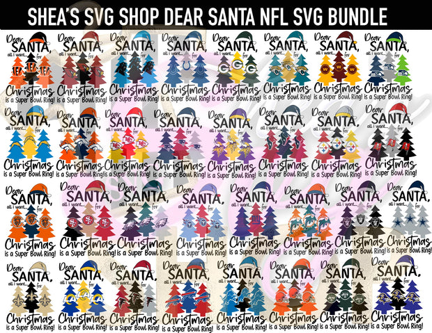 Dear Santa Football SVG Bundle Plus Mocks Shown All Teams