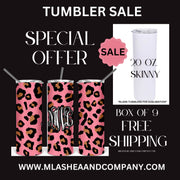 BOX OF 9 BLANK SUBLIMATION TUMBLERS- 20 OZ STRAIGHT