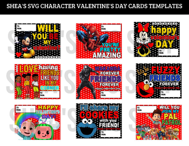 Character Valentine Cards (PNG)