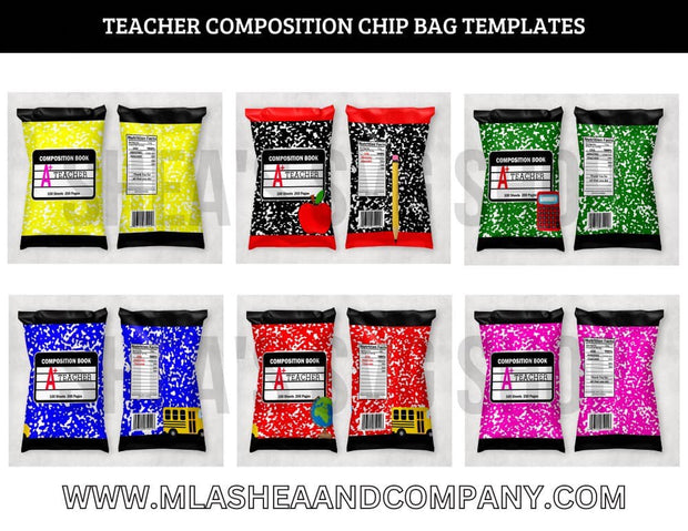 Teacher Composition Chip Bag Templates