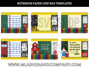 Notebook Paper Teacher Chip Bag Templates