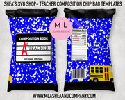 Teacher Composition Chip Bag Templates