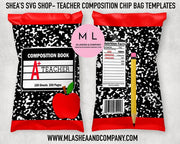 Teacher Composition Chip Bag Templates