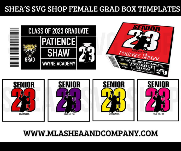 Grad Box Fillers FEMALE GRAD BOX TEMPLATES – M LaShea & Company