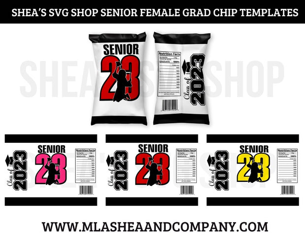 Senior Female Grad Chip Bag Templates