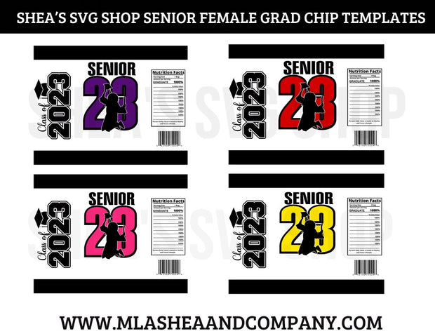 Senior Female Grad Chip Bag Templates