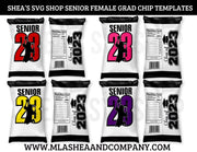 Senior Female Grad Chip Bag Templates