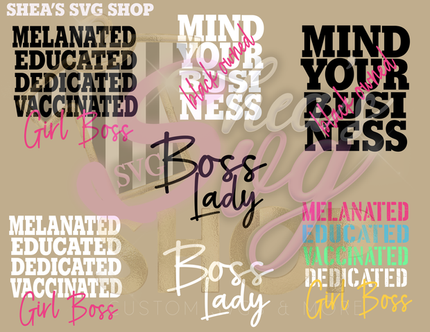 Boss Lady SVG Bundle Plus Mocks Shown