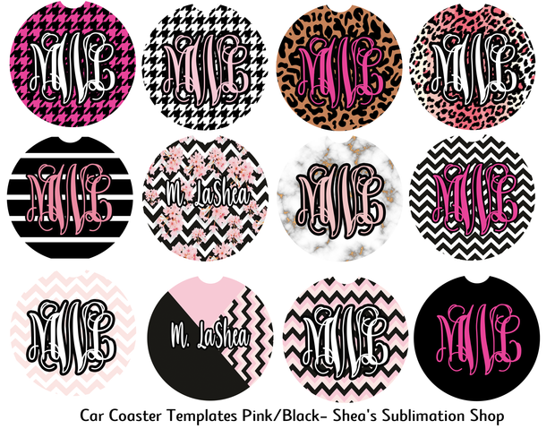 Car Coaster Templates Pink/Black