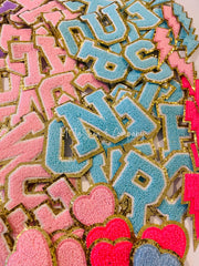 Chenille Patch Letters (Light Pink, Blue, Purple) (Iron On) 3"