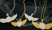 Round Bling Angel Wings Necklace (Sublimation)