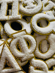 Chenille Patch (Greek Letters) (Iron On) WHITE