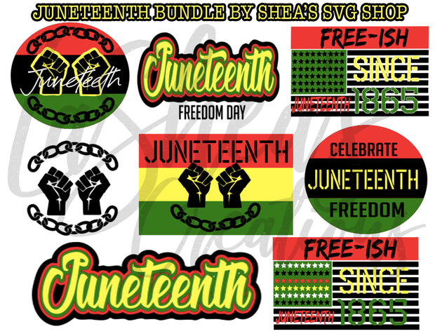 JUNETEENTH SVG (SINGLE FILE)-RED, YELLOW, GREEN FLAG WITH FISTS & CHAIN