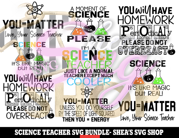 Science Teacher SVG Bundle Plus Mocks Shown