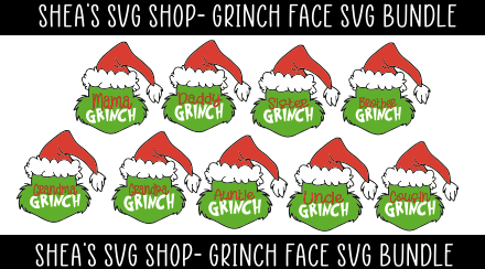 Grinch Face SVG Bundle