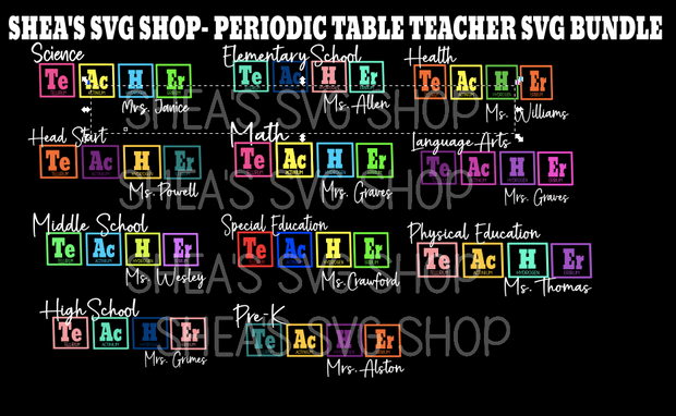 Periodic Teacher SVG Bundle Plus Mocks Shown