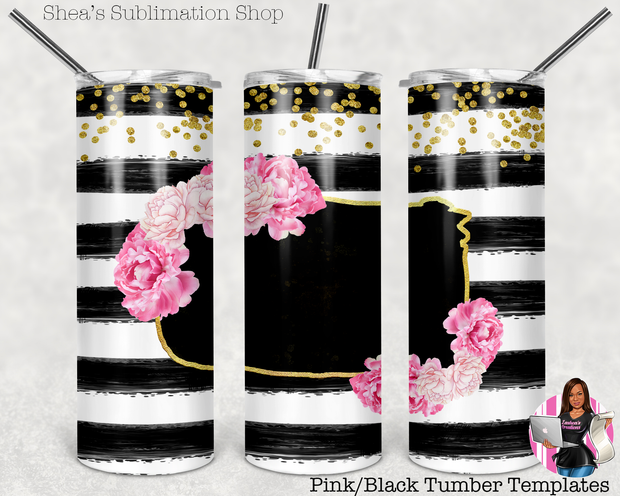 Pink & Black Tumbler Template Bundle