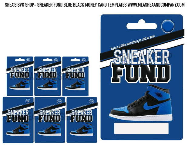 Sneaker Fund Money Card Black Blue Templates PNG