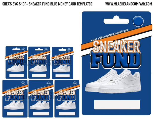 Sneaker Fund Blue Money Card Templates PNG