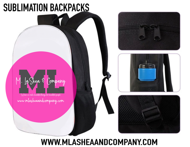 Sublimation Backpack- White with Full Detachable front
