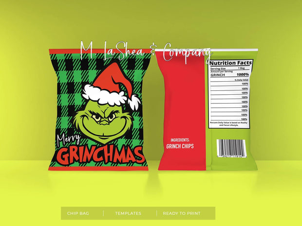 Grinch Chip Bag Templates