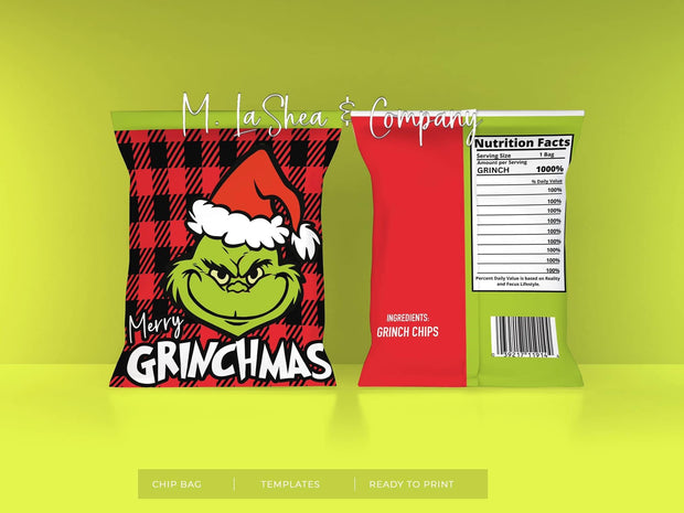 Grinch Chip Bag Templates