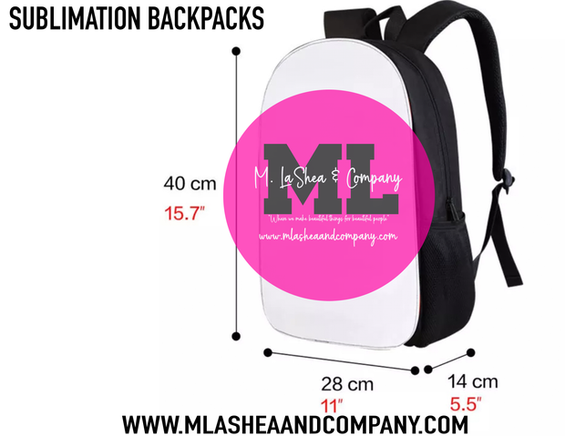 Sublimation Backpack- White with Full Detachable front