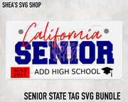 Senior State SVG License Plates (Select States)