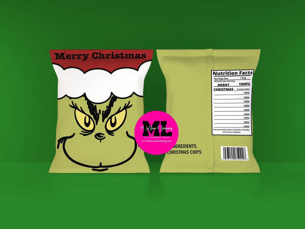 Christmas Chip Bag Templates