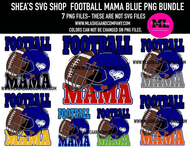 Football Mama Blue PNG Bundle