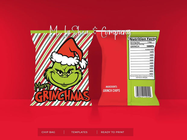 Grinch Chip Bag Templates