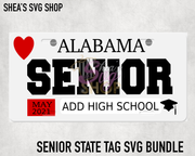 Senior State SVG License Plates (Select States)